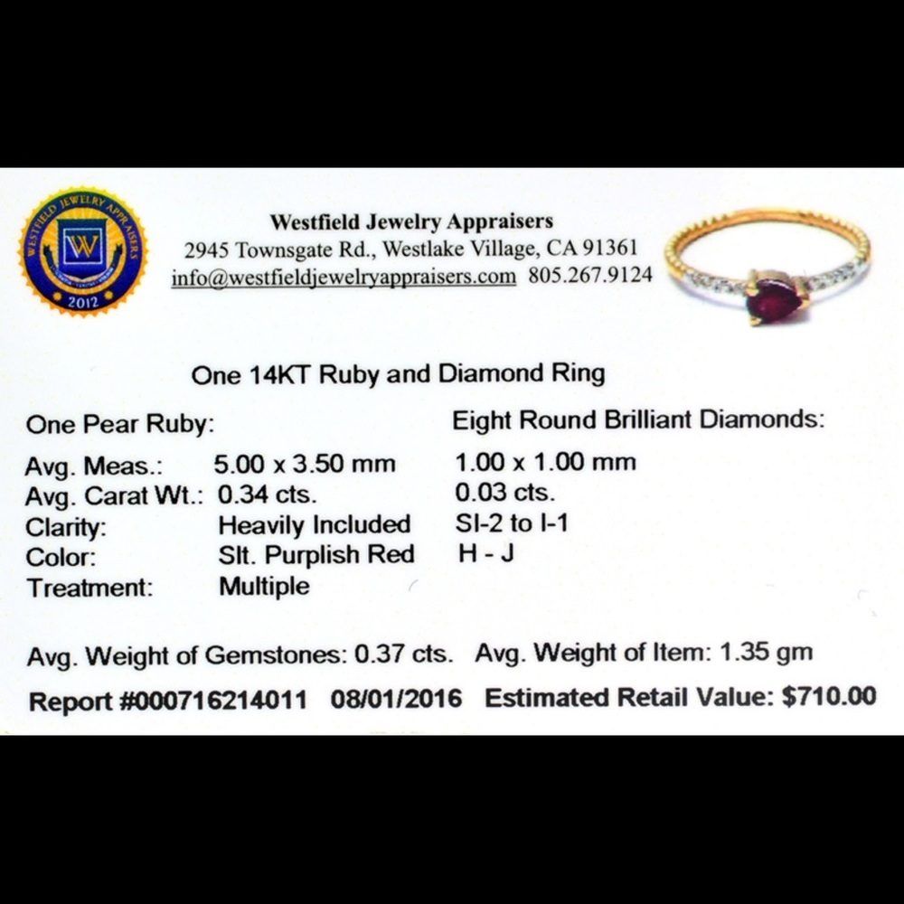 Genuine Ruby And Diamond Stack Ring Geometric Mod… - image 2